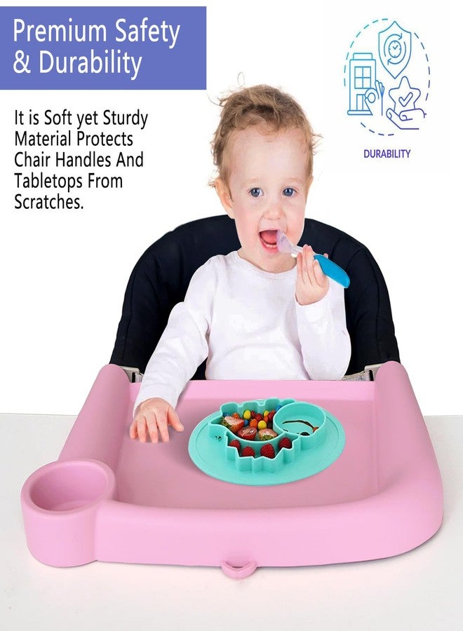 FAILUN Silicone Baby Dining Tray Compatible with Inglesina Fast Table Chair & Other Hook-On High Chairs,Portable Clip-On Fast Table Chair Baby Tray, Dishwasher Safe & BPA Free (Pink) - Image 3